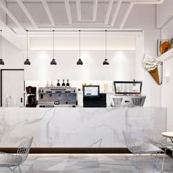 Vitrina de helados de sobremesa - 867mm - Refrigeración estática - con iluminación LED - para 4x 5 litros - tapa curva - apertura en el lado del operador