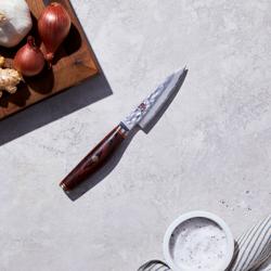 MIYABI | 6000 MCT Shotoh Fruit & Vegetable Knife 90 mm – Plain Edge - Pakka Wood Handle - Made in Japan