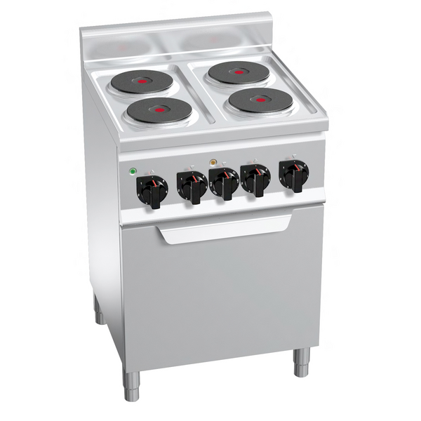 Cocina eléctrica - 4× placas redondas (8 kW) + horno eléctrico de circulación de aire (3 kW) 