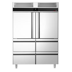 Armoire réfrigérée positive en acier inoxydable AISI 304 PREMIUM - GN 2/1 - 1400 L - avec 2 portes & 4 tiroirs & Glissières GN & 4 grilles GN 2/1