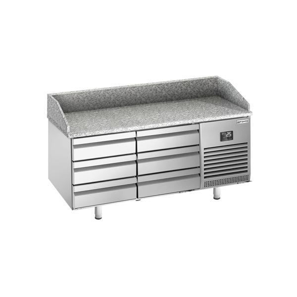 Pizzawerkbank PREMIUM PLUS - 1980x700mm - met granieten werkblad - met 6 laden