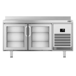 Kühltisch Premium PLUS - 1468x600mm - mit 2 Glastüren - Aufkantung