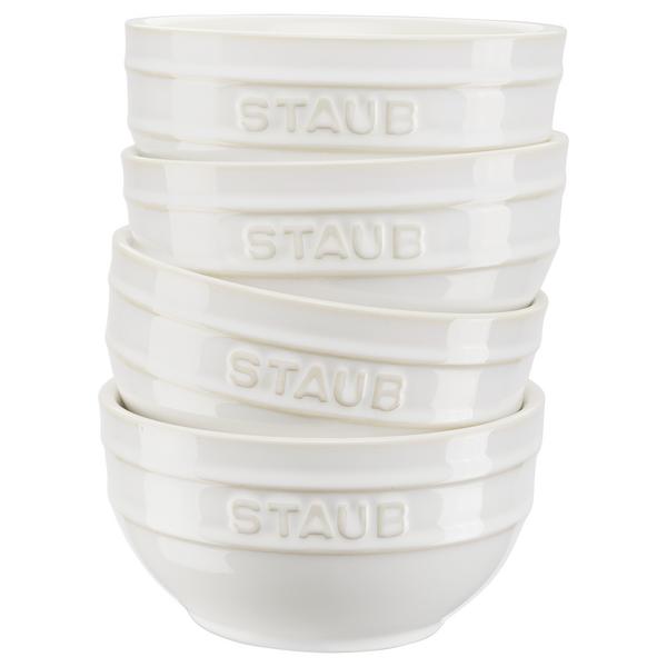 (4) STAUB| Ceramic Bowls Set – Ivory White - Ø 120 mm - Antique Glaze