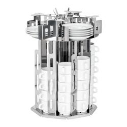 Dispensador de chávenas & pires - rotativo - Cromado - Aço inoxidável - de bancada - para copos Ø80–150mm