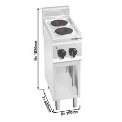 Cucina elettrica professionale - LORENZO 600 - 300x600x1020mm - 4,0 kW - 2 piastre tonde - su vano aperto