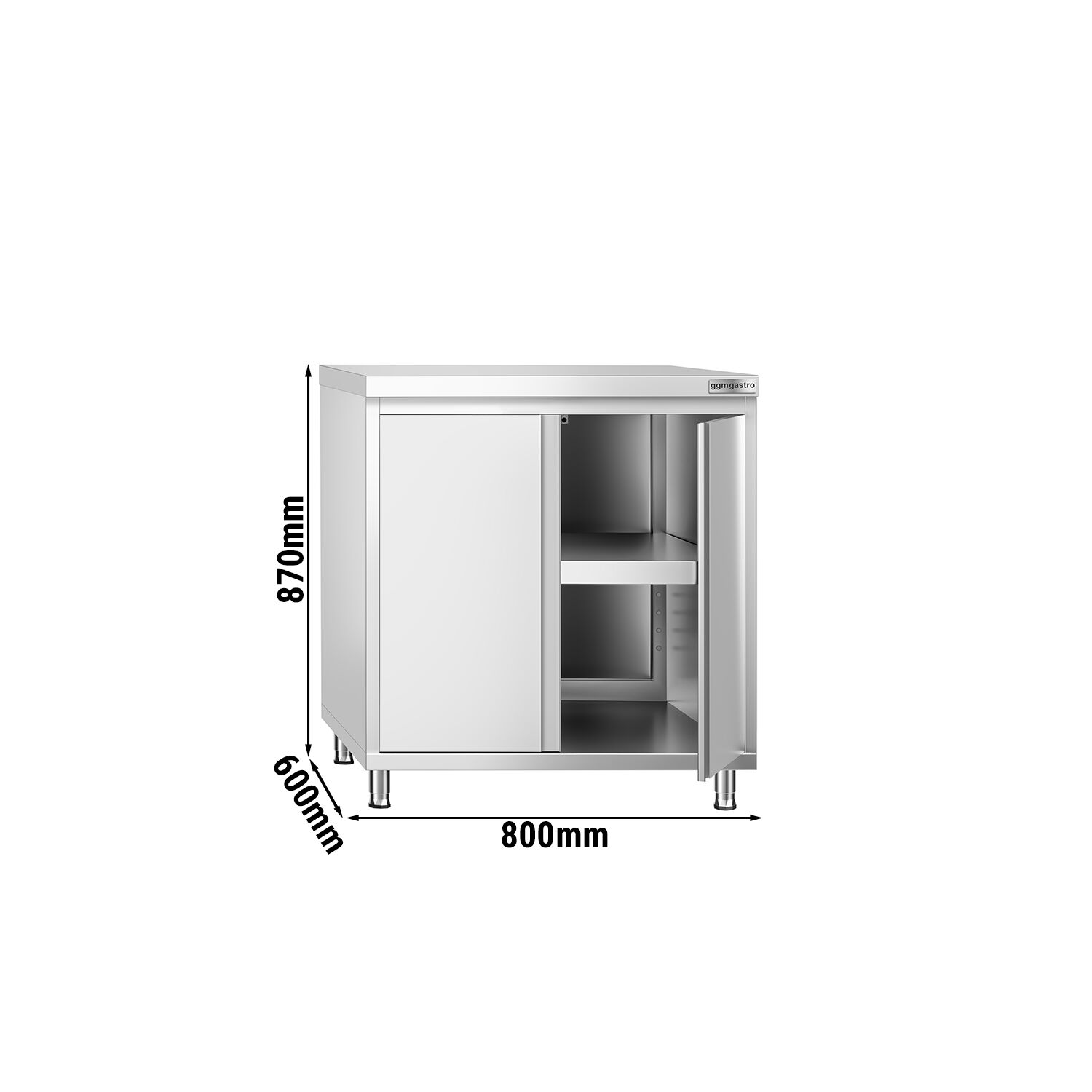 Edelstahl Arbeitsschrank PREMIUM - 800x600mm - Mit Flügeltür Ohne ...