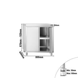 Edelstahl Arbeitsschrank PREMIUM - 800x600mm - mit Flügeltür ohne Aufkantung