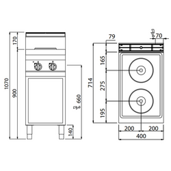 Fogão elétrico 2x placas circulares (5,2 kW)