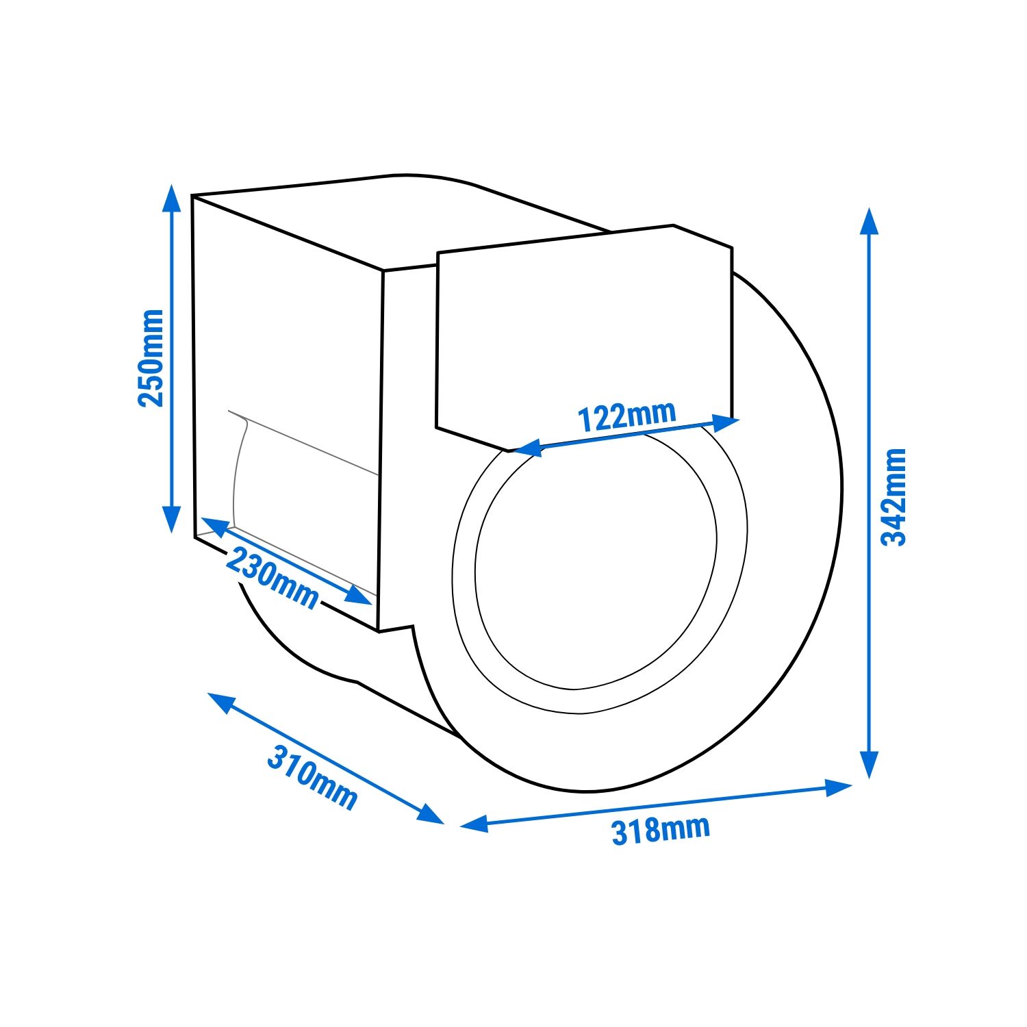 Ventilatore Centrifugo CF-250 Da Tetto - Aspirazione Industriale 1300m³/h - Foto 4