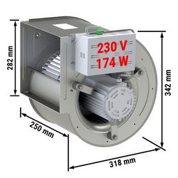Radiale ventilator 1300 m³/uur - voor wandafzuigkappen