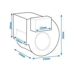 Radiale ventilator 1300 m³/uur - voor wandafzuigkappen