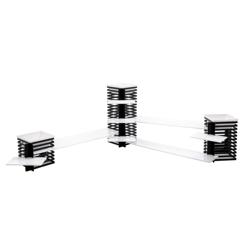 Support buffet - Set de 7 pièces - Acier inoxydable & Plexiglas - Noir/Blanc - Hauteur:600mm - incl. 3 Coupelles en mélamine