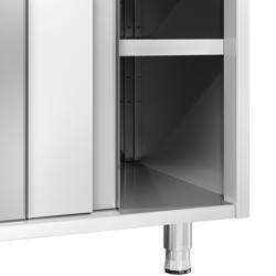 Edelstahl Arbeitsschrank PREMIUM - 1600x600mm - mit Schiebetür & Aufkantung