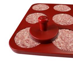 Pressa per polpette / hamburger - Plastica - Ø 80mm - Rosso - 85g - incl. stampo per hamburger Ø 80mm