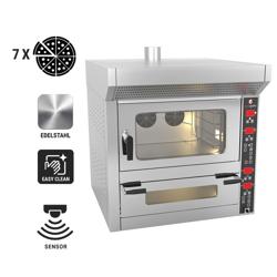 Forno combinado Digital - Forno convector - 1 câmaras de cozedura - 4x 600x400mm & Forno de Pizza - 7x Ø 25cm - Aço inoxidável - com humidificação