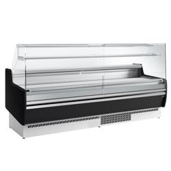 Comptoir vitrine réfrigérée - 2560mm - +0/+6°C - 4 portes - 1 étagère - Façade noire