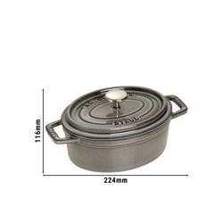 STAUB | Mini Cocotte Oval Enamelled Cast Iron Casserole Dish – 170 mm Oval – Graphite Grey