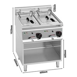 Dubbele elektrische friteuse - 10+10 liter - 18 kW - mechanische bediening - met aftapkraan - incl. onderstel