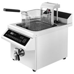 Friteuse à induction professionnelle - 8L - 3,5kW - Commande électronique - avec robinet de vidange - avec relevage automatique du panier