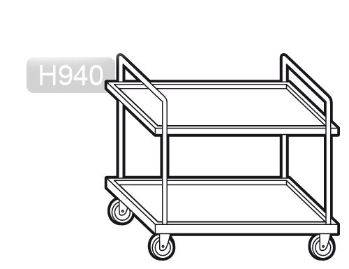 Chariot de service – 1000x500 mm – avec 2 surfaces de rangement