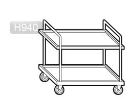 Carrito de servicio - 1,0 m - con 2 baldas