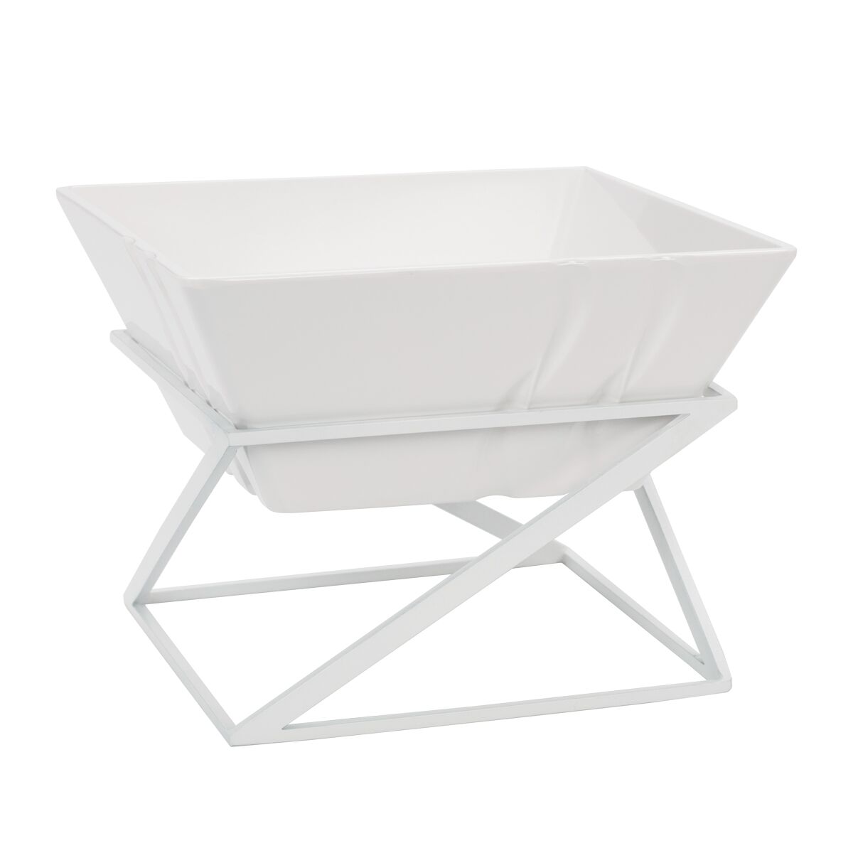 Présentoir buffet / étagère - blanc - incl. 1 bol en mélamine - rectangulaire