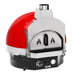 Four à pizza PROFESSIONNEL à gaz - 1 x 1 pizzas Ø70cm - Commandes mécaniques - Rouge - avec Support avec étagère
