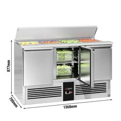 Saladette réfrigérée PREMIUM - 1368mm - 368L - 3 portes - avec découpe pour 4x GN 1/1 & Couvercle inox