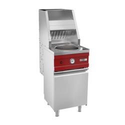 Friteuse à gaz - ronde - 13 litres - 17 kW - avec hotte et bac à copeaux	