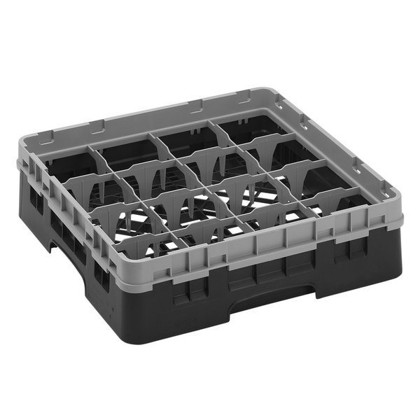 CAMBRO | CAMRACK® - Glazenwasmand 1/1 - 16 vakken - met 1 verlengstuk - 500x500mm - Zwart