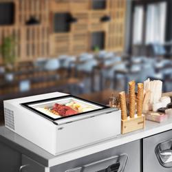 Vitrina de helados de sobremesa - 670mm - Refrigeración estática - para 3x 5 litros de cubetas Napoli - apertura en el lado del operador - Blanco