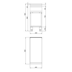 Elemento neutro | Base aperta - 400x900mm - altezza920mm - pianale a 900mm - acciaio inox AISI 304 | piedi regolabili | angoli arrotondati | finitura Scotch-Brite - per uso professionale - compatibile con serie Paolo 900