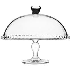 (2 pcs) Etagere / Buffet Stand - Mini Patisserie - serving plate with foot & hood - Glass - Height: 262mm