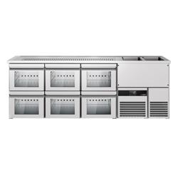 Barkoelkast PREMIUM - 2500x700mm - 6 laden & 1 lade