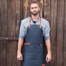 (6 pieces) KARLOWSKY | Professional Leather Bib Apron – Ink Blue - 600×820 mm