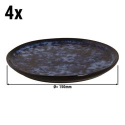 (4 stuks) BAMA BLUE - bord - vlak - steengoed - Ø150mm - blauw