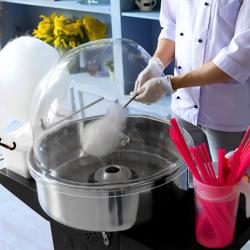 Commercial Candy Floss Machine - Ø520mm - 1.08kW - Black - with Sneeze Guard