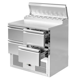 Saladette / mesa de preparação ECO - 0,9 x 0,7 m - com 4 gavetas 1/2