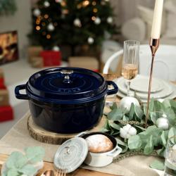 STAUB | Cocotte Round Enamelled Cast Iron Casserole Dish – Ø 260–270 mm – Dark Blue