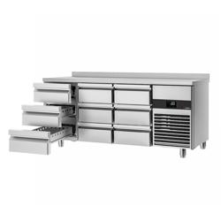 Ψυγείο πάγκος συντήρησης PREMIUM - 1865x700 mm - 474 λίτρα - με 9 συρτάρια - Πλάτη αντεπιστροφής - Βεβιασμένη ψύξη