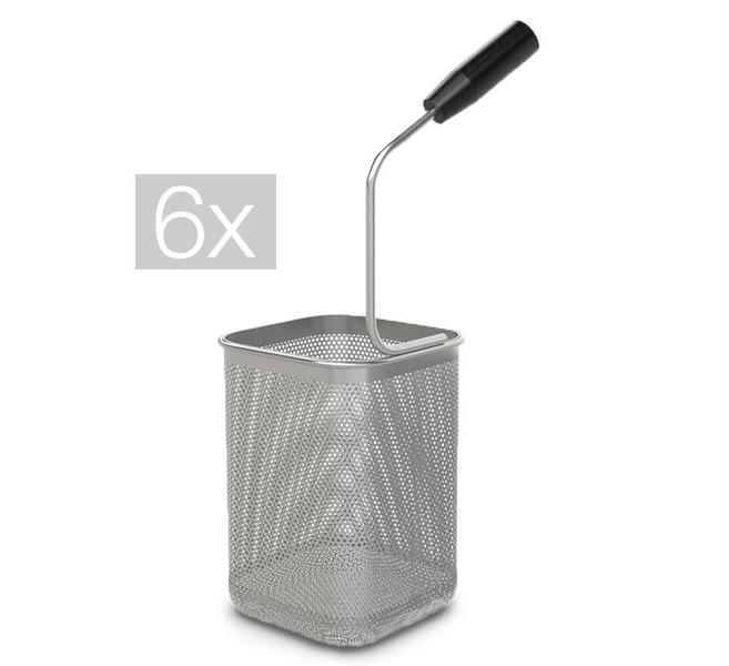 Sada košíků na těstoviny LORENZO 900 - 6x 1/6 | 145x145x200 mm - nerezová ocel | plastová rukojeť - kompatibilní s GNB499E, GNB899E & ENB499P