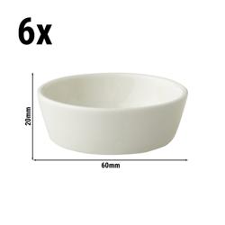 (6 kpl) Tarjoilukulho - Lux - posliini - Ø 60 mm - pinoutuva, konepesunkestävä, mikroaaltouuni- ja uuninkestävä, ammattilaatu - elefenluunvalkoinen