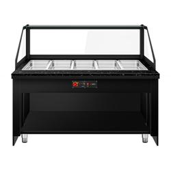 Hot Servery Counter TORONTO - 1800mm - black front - Bain Marie Top for 5x GN 1/1 - Black Granite Worktop