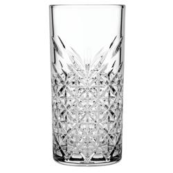 (6 pieces) TIMELESS Highball Long Drink Glasses – 450 ml - Structured Texture - Clear - Dishwasher Safe - For Professional Use