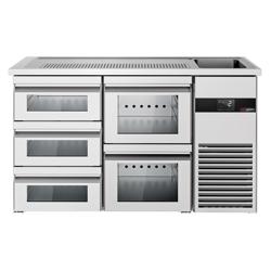 Ψυχόμενο Bar Station PREMIUM - 1550x700 mm - 5 γυάλινα συρτάρια