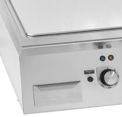 Plancha électrique - plaque acier - 2 zones - 9,6 kW - 1/2 lisse, 1/2 rainurée - Surface de cuisson : 800x700mm - plaque 2mm