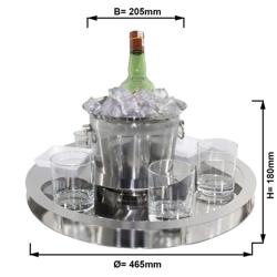 Set da bar con raffredda bottiglie & 2 ciotole snack - SILVER LINE - Ø 465mm - Altezza: 180mm - Cromo lucido - con 2 ciotole snack