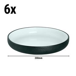 (6 uds) COSMIC - Plato llano - Porcelana - Ø200mm - Negro / Blanco