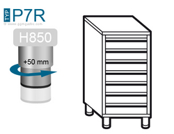 Drawer cabinet PREMIUM with 7 drawers for pizza dough balls - 500x700mm