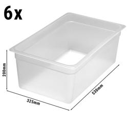 (6 adet) CAMBRO | Polipropilen GN küvet 1/1 - Yarı saydam - Yükseklik: 200 mm